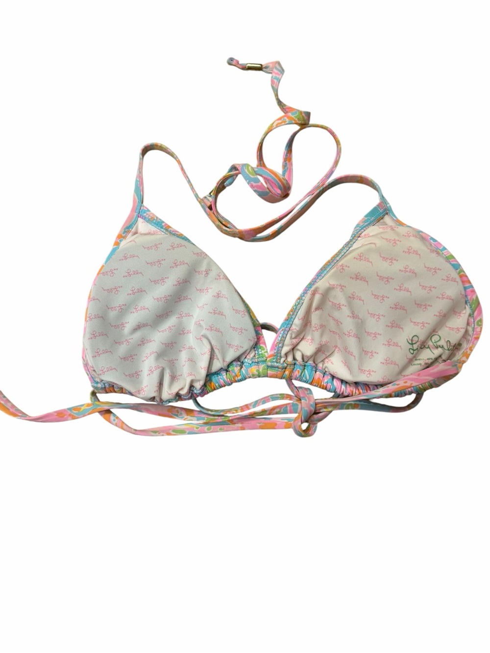 Lilly Pulitzer🎀Pastel Floral Triangle Bikini Top 🎀NWOT🎀SZ L🎀Iconic Lilly! - Picture 4 of 4